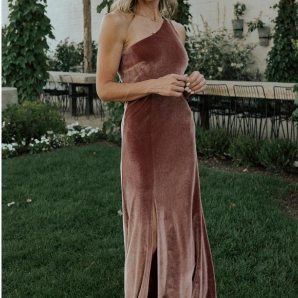 Baltic Born Dresses & Skirts - Baltic Born Tatiana Velvet One-Shoulder maxi dress